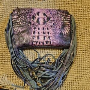 Purple and Blue Fringe Clutch